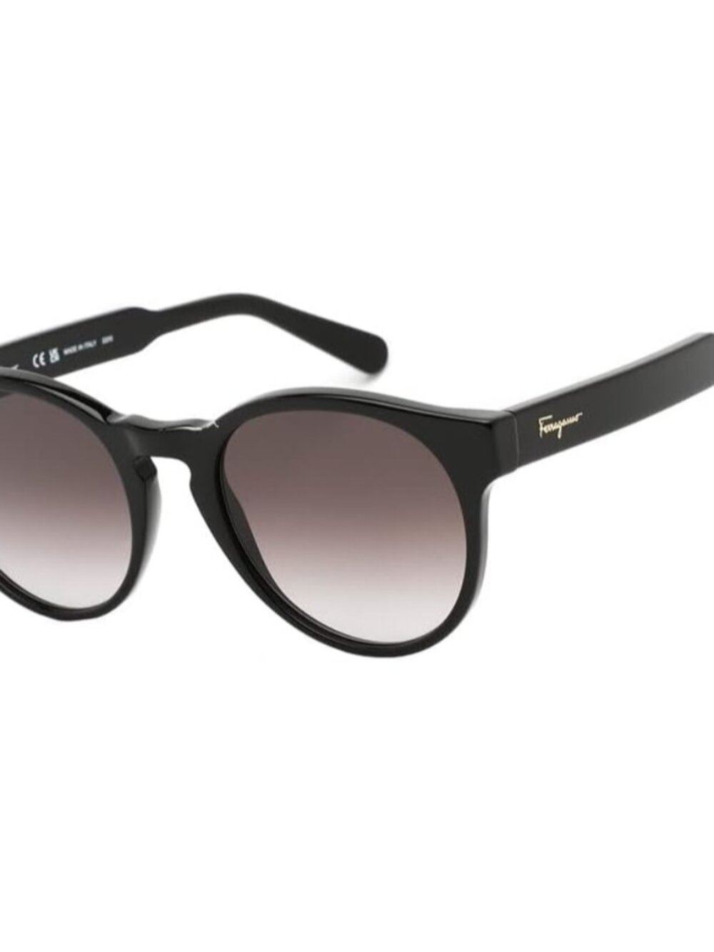 Sunglasses Round Full Rim, Black Frame and Grey Gradient Lens
